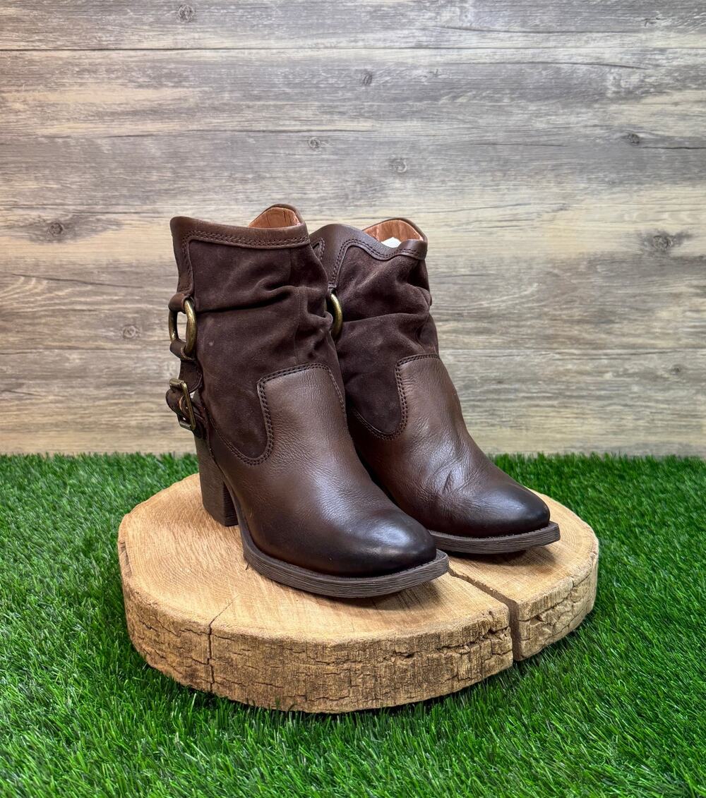 Lucky Brand Women - Size 9M - Dark Brown Suede Harness Ankle Boots
